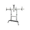 StarTech.com Dual TV Cart for 37-60in VESA TVs up to 110lb (50kg) each, Height Adjustable TV Mount, Mobile Display Cart w/