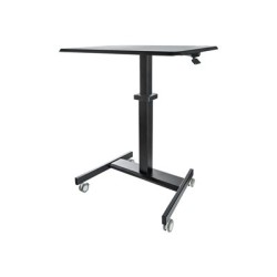 StarTech.com Mobile Standing Desk, Portable Sit Stand Ergonomic Height Adjustable Cart on Wheels, Rolling Computer/Laptop