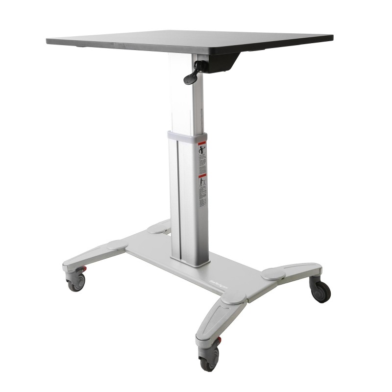 StarTech.com Mobile Standing Desk, Portable Sit Stand Ergonomic Height Adjustable Cart on Wheels, Rolling Computer/Laptop