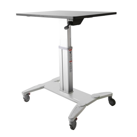 StarTech.com Mobile Standing Desk, Portable Sit Stand Ergonomic Height Adjustable Cart on Wheels, Rolling Computer/Laptop