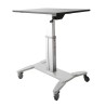 StarTech.com Mobile Standing Desk, Portable Sit Stand Ergonomic Height Adjustable Cart on Wheels, Rolling Computer/Laptop