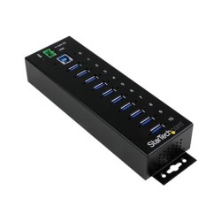 StarTech.com 10-Port USB 3.0 Hub - Metal Industrial USB-A Hub with ESD & Surge Protection - Din Rail, Wall or Desk Mountable