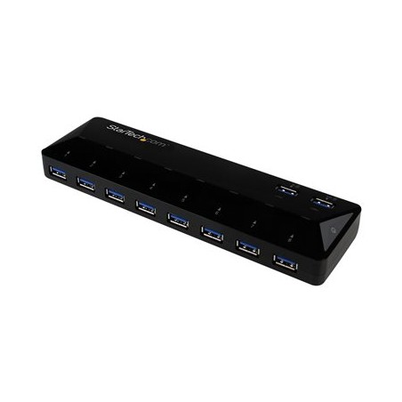 StarTech.com 10 Port USB 3.0 Hub with Charge & Sync Ports - 8 x USB-A, 2 x USB-A Fast Charge Ports - Multi Port Powered USB Hub