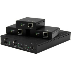 StarTech.com 3 Way HDMI Splitter - HDBaseT Extender Kit w/ 3 Receivers - 1x3 HDMI over CAT5e / CAT6 Splitter - 3 Port HDBaseT