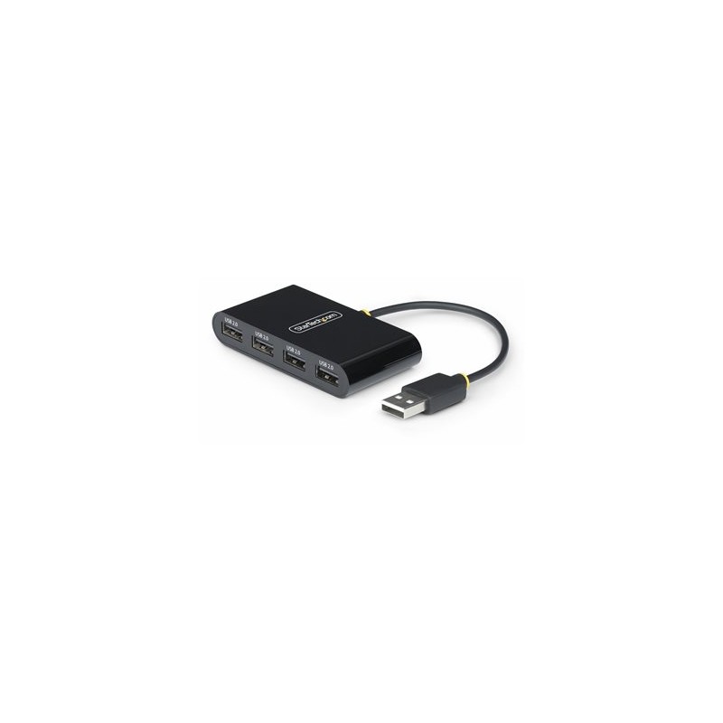 StarTech.com 4-Port USB 2.0 Hub, USB Bus Powered, Small Travel Mini USB Hub, USB 2.0 Splitter, Multi-Port Portable USB Hub