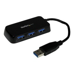 StarTech.com 4-Port USB 3.0 SuperSpeed Hub - Portable Mini Multiport USB Travel Dock - USB Extender Black for Business PC/Mac