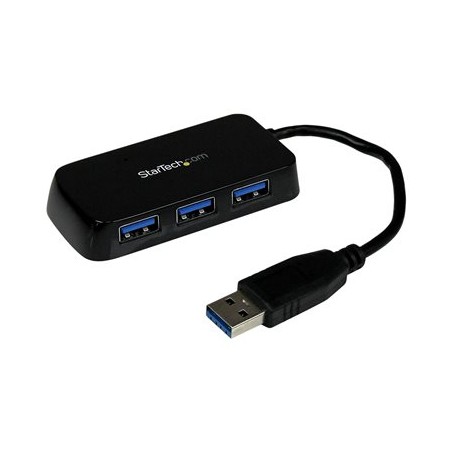 StarTech.com 4-Port USB 3.0 SuperSpeed Hub - Portable Mini Multiport USB Travel Dock - USB Extender Black for Business PC/Mac