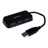 StarTech.com 4-Port USB 3.0 SuperSpeed Hub - Portable Mini Multiport USB Travel Dock - USB Extender Black for Business PC/Mac
