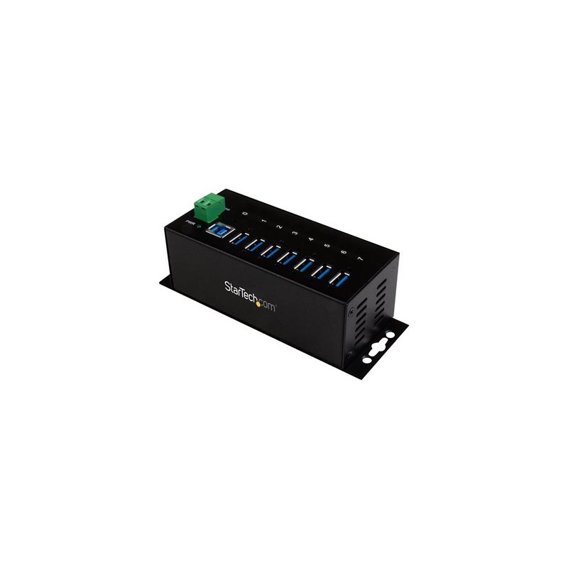 StarTech.com 7-Port USB 3.0 Hub - Metal Industrial USB-A Hub with ESD Protection & 350W Surge Protection - Din Rail, Wall or