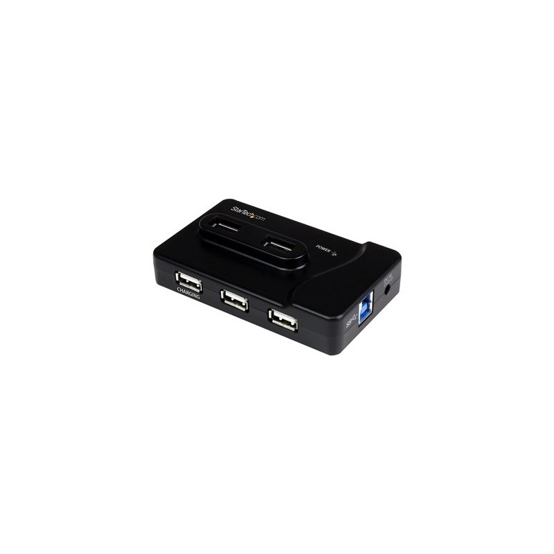 StarTech.com 7 Port USB Hub - 2 x USB 3A, 4 x USB 2A, 1 x Dedicated Charging Port - Multi Port Powered USB Hub with 20W Power