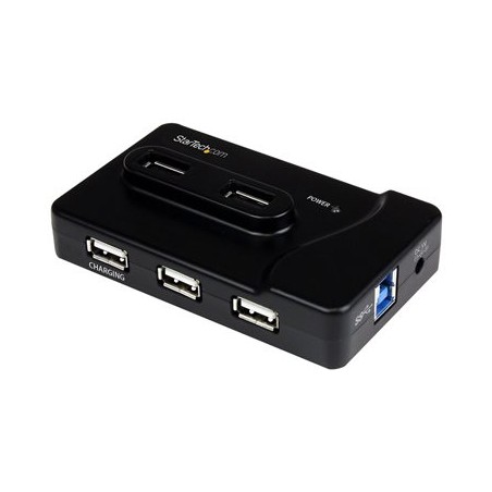 StarTech.com 7 Port USB Hub - 2 x USB 3A, 4 x USB 2A, 1 x Dedicated Charging Port - Multi Port Powered USB Hub with 20W Power