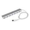 StarTech.com 7 Port Compact USB 3.0 Hub with Built-in Cable - Aluminum USB Hub - Silver USB3 Hub with 20W Power Adapter