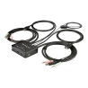 StarTech.com 2 Port HDMI KVM Switch, 4K 60Hz, Compact Dual Port UHD/Ultra HD USB Desktop KVM Switch with Integrated 4ft Cables