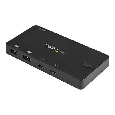 StarTech.com 2 Port USB C KVM Switch, 4K 60Hz HDMI, Compact Dual Port UHD USB Type C Desktop Mini KVM Switch with USB C Cables