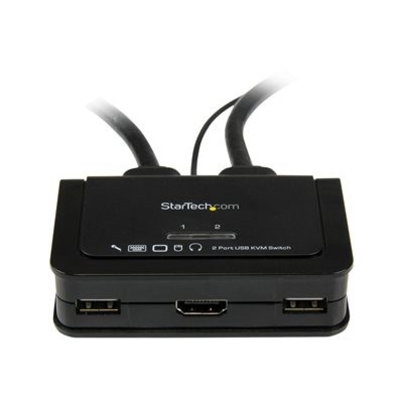 StarTech.com 2 Port USB HDMI Cable KVM Switch with Audio and Remote Switch - USB Powered KVM with HDMI - Dual Port HDMI KVM