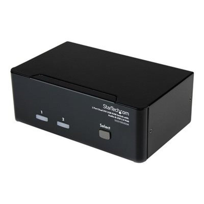 StarTech.com DVI KVM Switch with Audio & USB 2.0 Hub - 2-Port USB KVM Switch - 1920 x 1200 - Dual Monitor KVM Switch