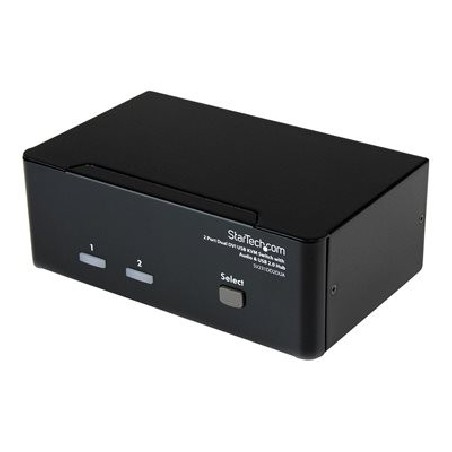 StarTech.com DVI KVM Switch with Audio & USB 2.0 Hub - 2-Port USB KVM Switch - 1920 x 1200 - Dual Monitor KVM Switch