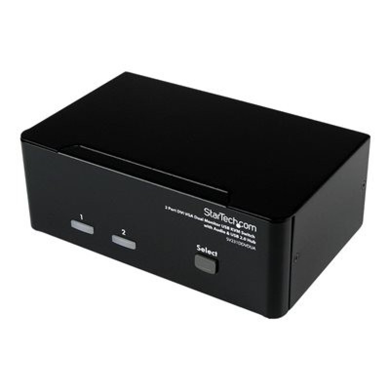 StarTech.com 2 Port KVM Switch - DVI and VGA w/ Audio and USB 2.0 Hub - Dual Monitor / Display / Screen KVM Switch - DVI VGA