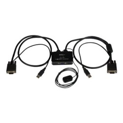 StarTech.com 2 Port USB VGA Cable KVM Switch - USB Powered with Remote Switch - KVM with VGA - Dual Port VGA KVM Switch