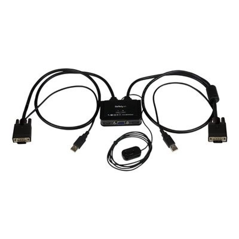 StarTech.com 2 Port USB VGA Cable KVM Switch - USB Powered with Remote Switch - KVM with VGA - Dual Port VGA KVM Switch