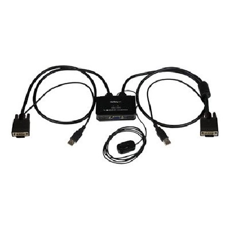 StarTech.com 2 Port USB VGA Cable KVM Switch - USB Powered with Remote Switch - KVM with VGA - Dual Port VGA KVM Switch