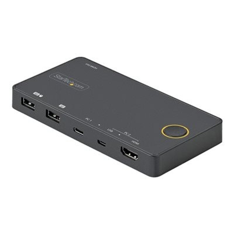 StarTech.com 2 Port Hybrid USB-A + HDMI & USB-C KVM Switch, Single 4K 60Hz HDMI 2.0 Monitor, Compact Desktop and/or Laptop HDMI