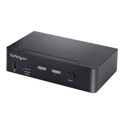 StarTech.com USB C KVM Switch, 2 Port DisplayPort KVM w/ 4K 60Hz UHD HDR Video, 3.5mm Audio, USB Type C KVM Switch, 4x USB HID