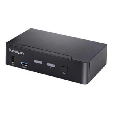 StarTech.com USB C KVM Switch, 2 Port DisplayPort KVM w/ 4K 60Hz UHD HDR Video, 3.5mm Audio, USB Type C KVM Switch, 4x USB HID