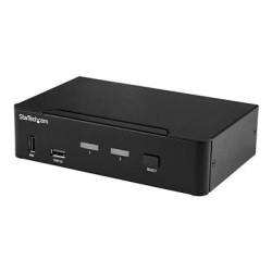 StarTech.com 2 Port DisplayPort KVM Switch, 4K 60Hz, Single Display, Dual Port UHD DP 1.2 USB KVM Switch with Integrated USB