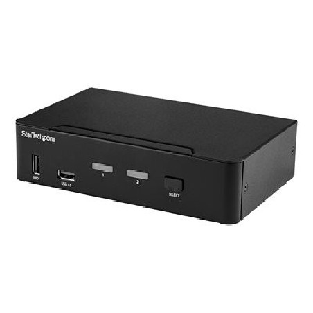 StarTech.com 2 Port DisplayPort KVM Switch, 4K 60Hz, Single Display, Dual Port UHD DP 1.2 USB KVM Switch with Integrated USB