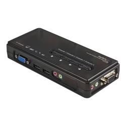 StarTech.com 4 Port Black USB KVM Switch Kit with Cables and Audio - desktop KVM Switch - VGA KVM Switch - USB KVM Switch 4