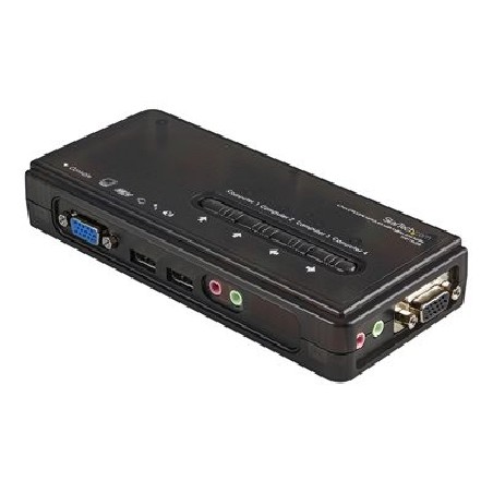 StarTech.com 4 Port Black USB KVM Switch Kit with Cables and Audio - desktop KVM Switch - VGA KVM Switch - USB KVM Switch 4
