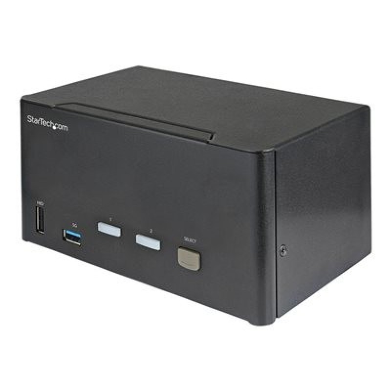 StarTech.com 2 Port Triple Monitor DisplayPort KVM Switch, 4K 60Hz UHD HDR, Desktop 4K DP 1.2 KVM with 2 Port USB 3.0 Hub
