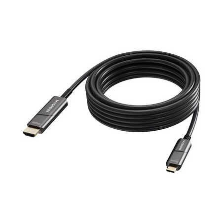 VISION - Kabel adaptéru - USB-C s piny (male) do HDMI s piny (male) - 10 m - optické vlákno - cerná - podpora 4K60 Hz (3840 x