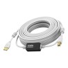 Vision Techconnect - Kabel USB - USB (M) do USB typ B (M) - USB 2.0 - 15 m - aktivní inline booster - bílá