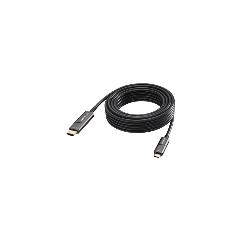 VISION - Kabel adaptéru - USB-C s piny (male) do HDMI s piny (male) - 15 m - optické vlákno - cerná - podpora 4K60 Hz (3840 x