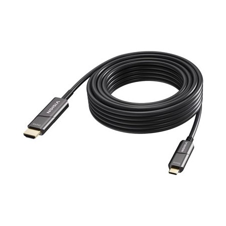 VISION - Kabel adaptéru - USB-C s piny (male) do HDMI s piny (male) - 15 m - optické vlákno - cerná - podpora 4K60 Hz (3840 x