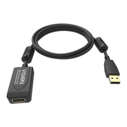 Vision Professional - Prodlužovací šňůra USB - USB (M) do USB (F) - USB 2.0 - 5 m - aktivní inline booster - černá