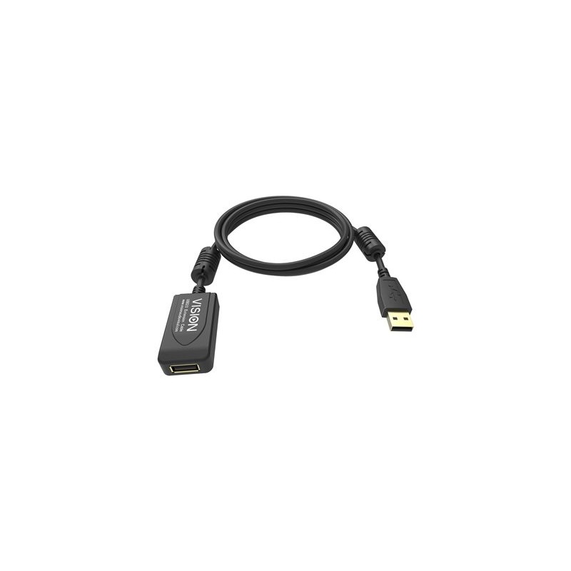 Vision Professional - Prodlužovací šňůra USB - USB (M) do USB (F) - USB 2.0 - 5 m - aktivní inline booster - černá
