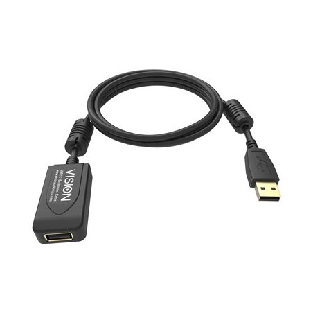 Vision Professional - Prodlužovací šňůra USB - USB (M) do USB (F) - USB 2.0 - 5 m - aktivní inline booster - černá
