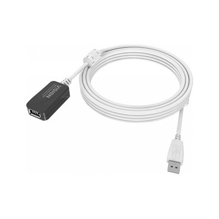 Vision Techconnect - Prodlužovací šňůra USB - USB (F) do USB (M) - USB 2.0 - 5 m - aktivní - bílá
