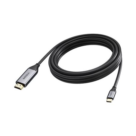 VISION - Kabel adaptéru - USB-C s piny (male) do HDMI s piny (male) - 5 m - koaxiál - cerná - podpora 4K60 Hz (3840 x 2160)