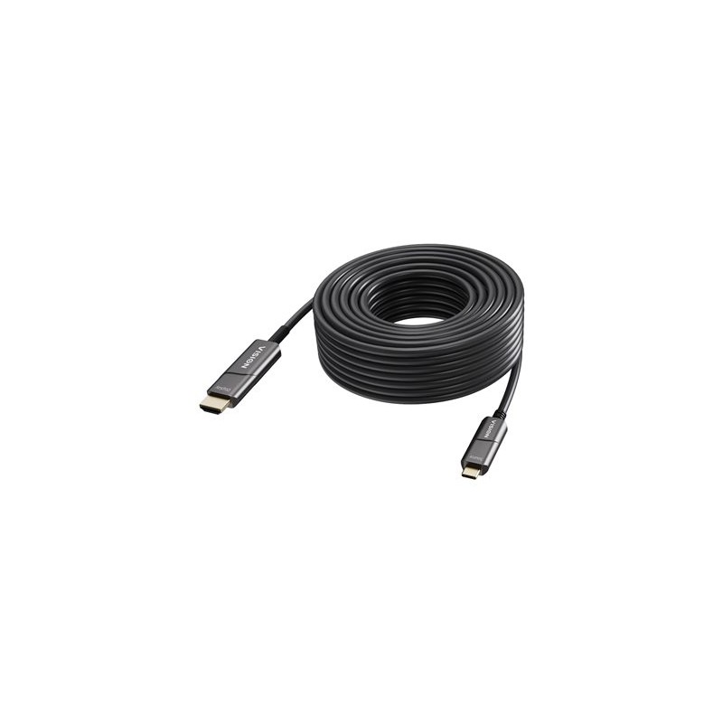VISION - Kabel adaptéru - USB-C s piny (male) do HDMI s piny (male) - 50 m - optické vlákno - cerná - podpora 4K60 Hz (3840 x