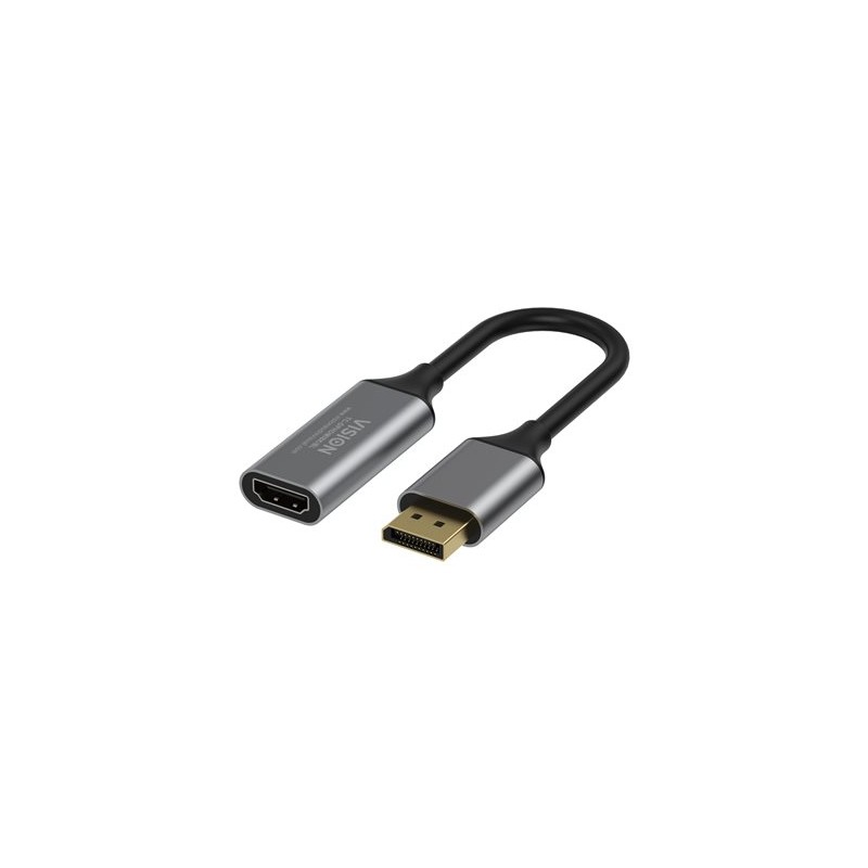 VISION - Video adaptér - DisplayPort s piny (male) do HDMI se zdírkami (female) - cerná - podpora 4K60Hz