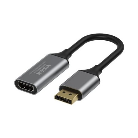VISION - Video adaptér - DisplayPort s piny (male) do HDMI se zdírkami (female) - cerná - podpora 4K60Hz