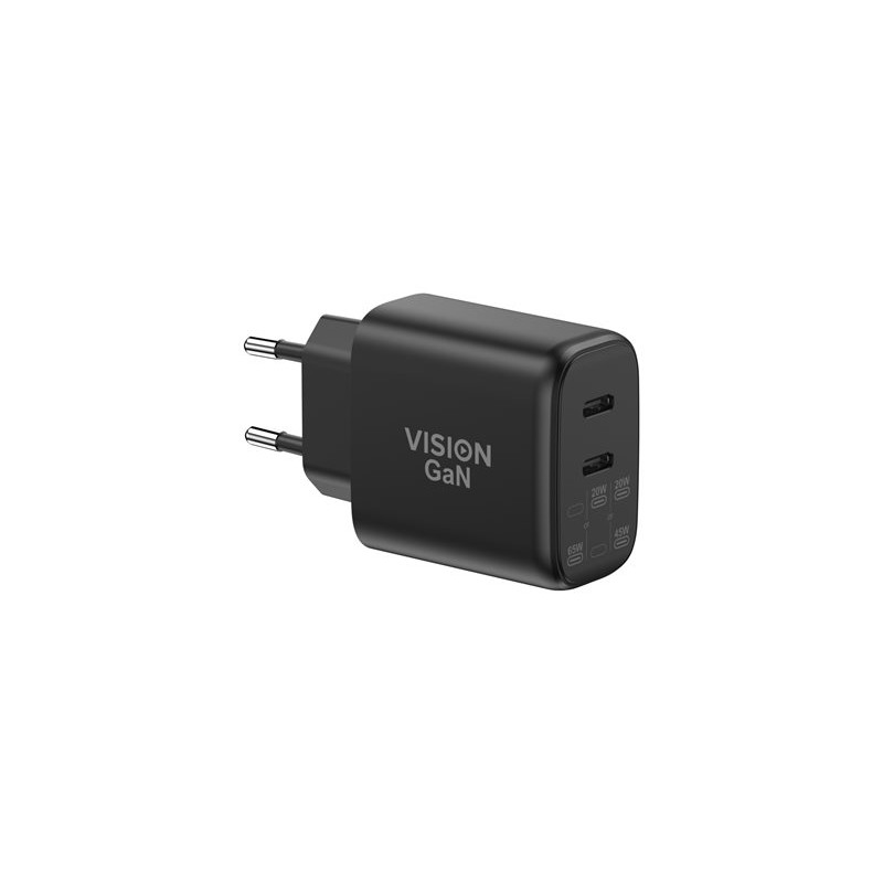 Vision - Sítový adaptér - 65 Watt - 3.25 A - 2 výstupní konektory (2 x USB-C) - cerná - Evropa
