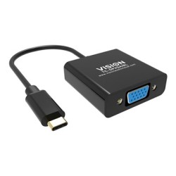 VISION - Video adaptér - USB-C s piny (male) do HD-15 (VGA) se zdířkami (female) - černá - podpora 1080p