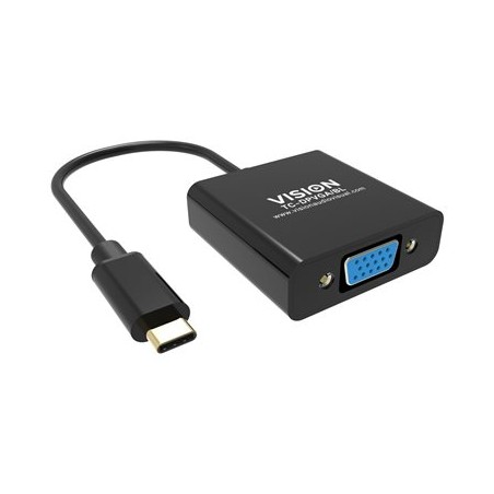 VISION - Video adaptér - USB-C s piny (male) do HD-15 (VGA) se zdířkami (female) - černá - podpora 1080p