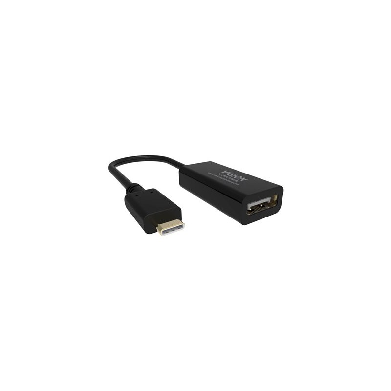 VISION - Video adaptér - USB-C s piny (male) do DisplayPort se zdírkami (female) - 15 cm - cerná - podpora 8K60Hz (7680 x 4320)