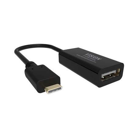 VISION - Video adaptér - USB-C s piny (male) do DisplayPort se zdírkami (female) - 15 cm - cerná - podpora 8K60Hz (7680 x 4320)
